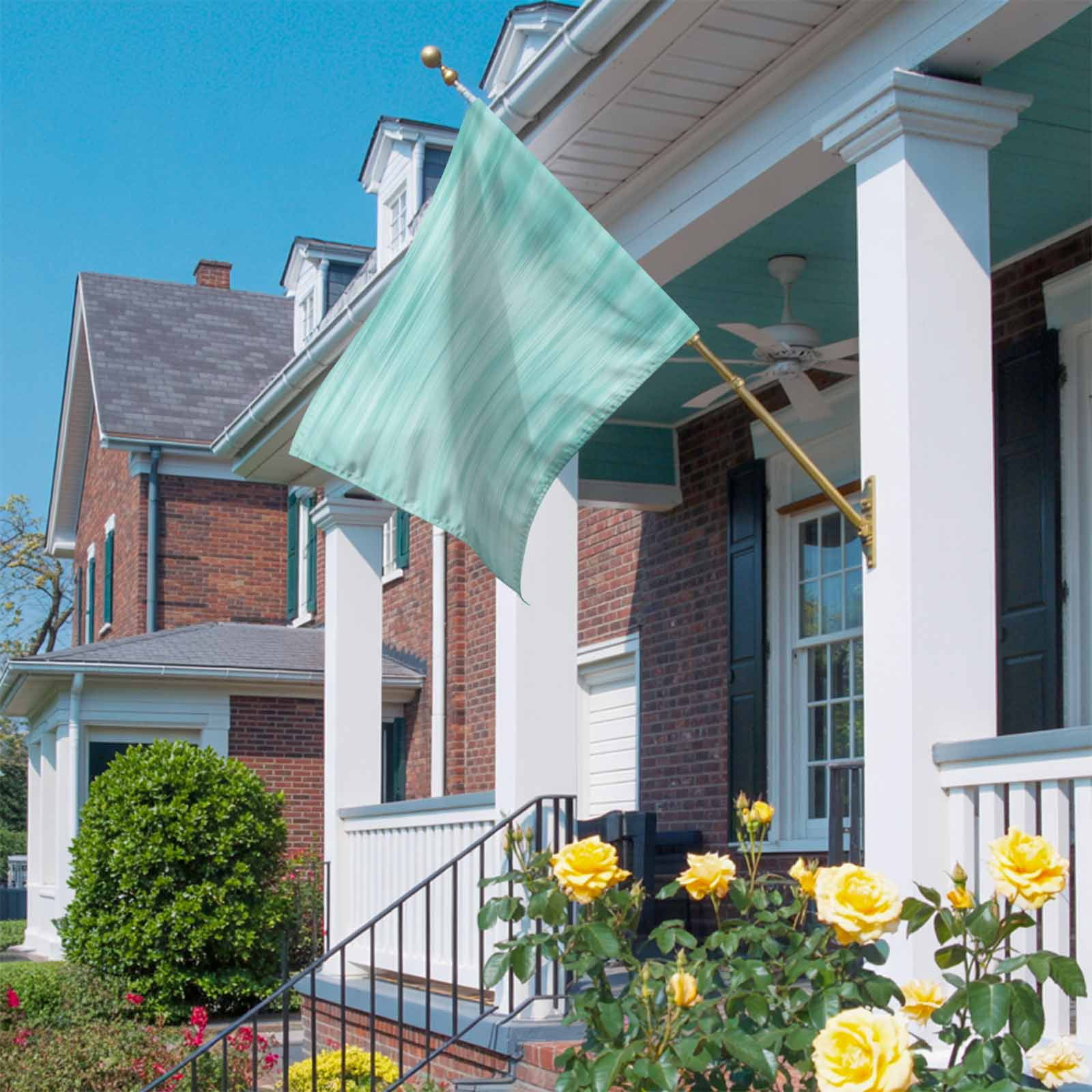 Turquoise Ombre Striped House Flag 28 x 40 Inches, Modern Abstract Art Weather Proof Outdoor Patio Flags Double Sided Small House Decoration for Yard Lawn Outside Home