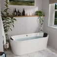 thumbnail image 4 of 67-in L x 31.5-in W White Acrylic Center Drain Freestanding Whirlpool Tub with Faucet - Handshower - Headrest - 8 Water Jets, 4 of 15