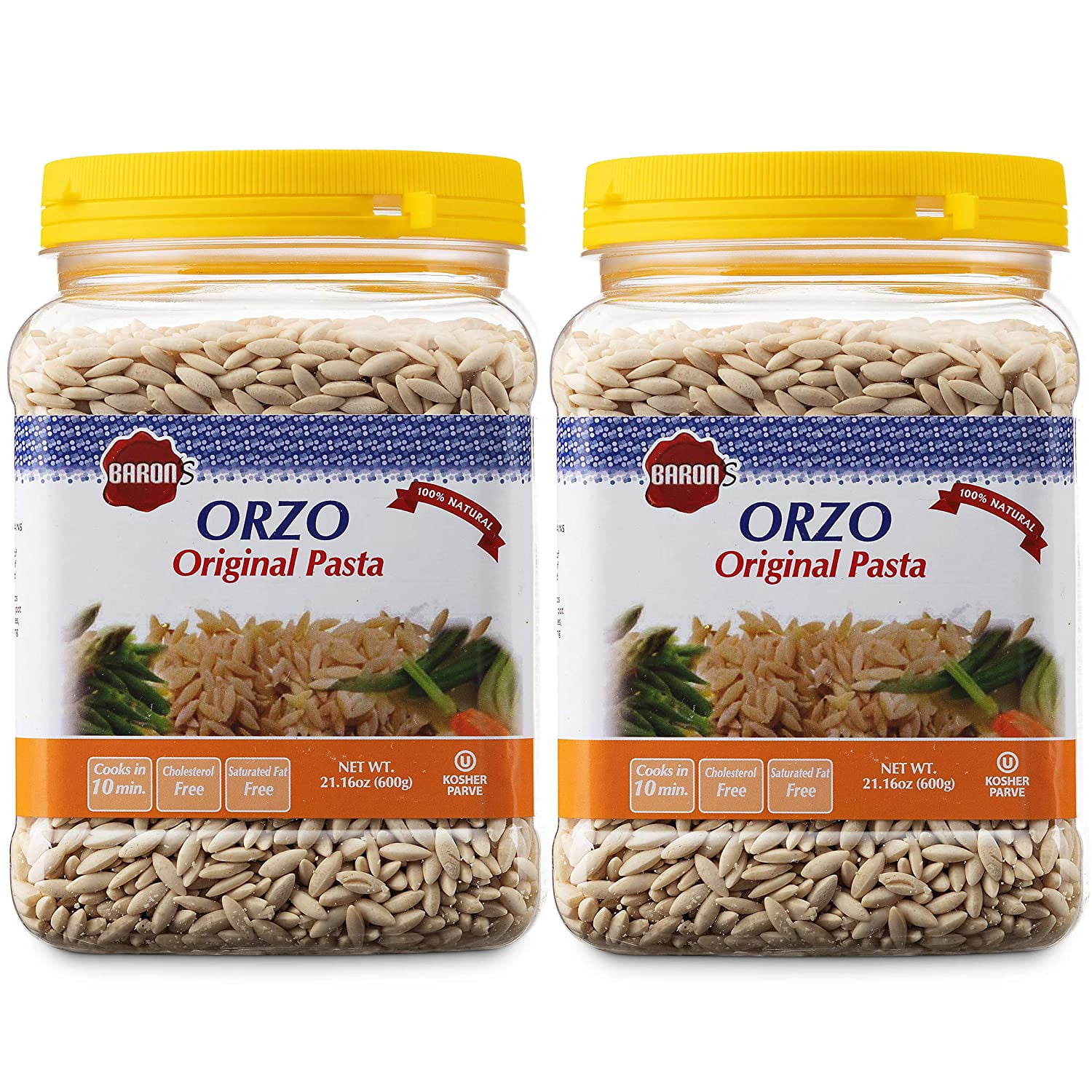 Baron's Kosher Orzo Pasta 21.16ounce Jar (Pack of 2) (Original