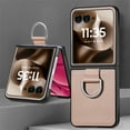 thumbnail image 2 of Dteck for Motorola Razr 2023 Case with Ring, Luxury Premium PU Leather Protective Phone Case Full Coverage Bling Diamond Ring Case for Motorola Moto Razr 40, Khaki, 2 of 8