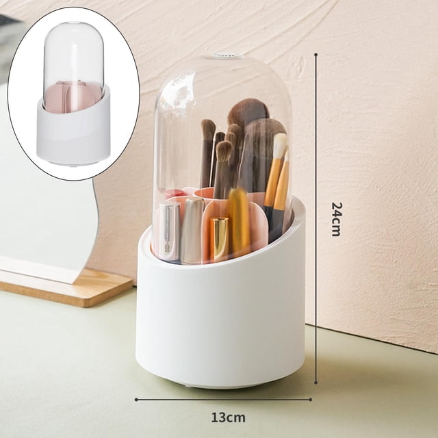 Soporte de brochas de maquillaje Yinane Organizador de escritorio Blanco con tapa