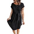 thumbnail image 1 of Vestido de manga corta, moda informal, lavable a máquina, agradable a la piel, transpirable, vestido de mujer para verano, 1 of 4