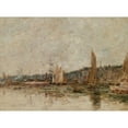 thumbnail image 2 of Eugène Boudin 18x14 Gold Ornate Wood Frame and Double Matted Museum Art Print Titled - Honfleur, the Port, in the Morning (circa 1892-96), 2 of 4