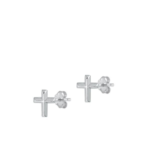 Sterling Silver Cross High Polished Christian Earrings 925 New Jewelry Female Unisex