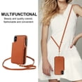 thumbnail image 2 of Wallet Case for Apple iPhone XS/ iPhone X, with Crossbody Shoulder Strap & Hand Wrist Cards Holder Zipper Pocket Stand Feature Full Protective Shockpoof Phone Case for iPhone XS/X, Brown, 2 of 7