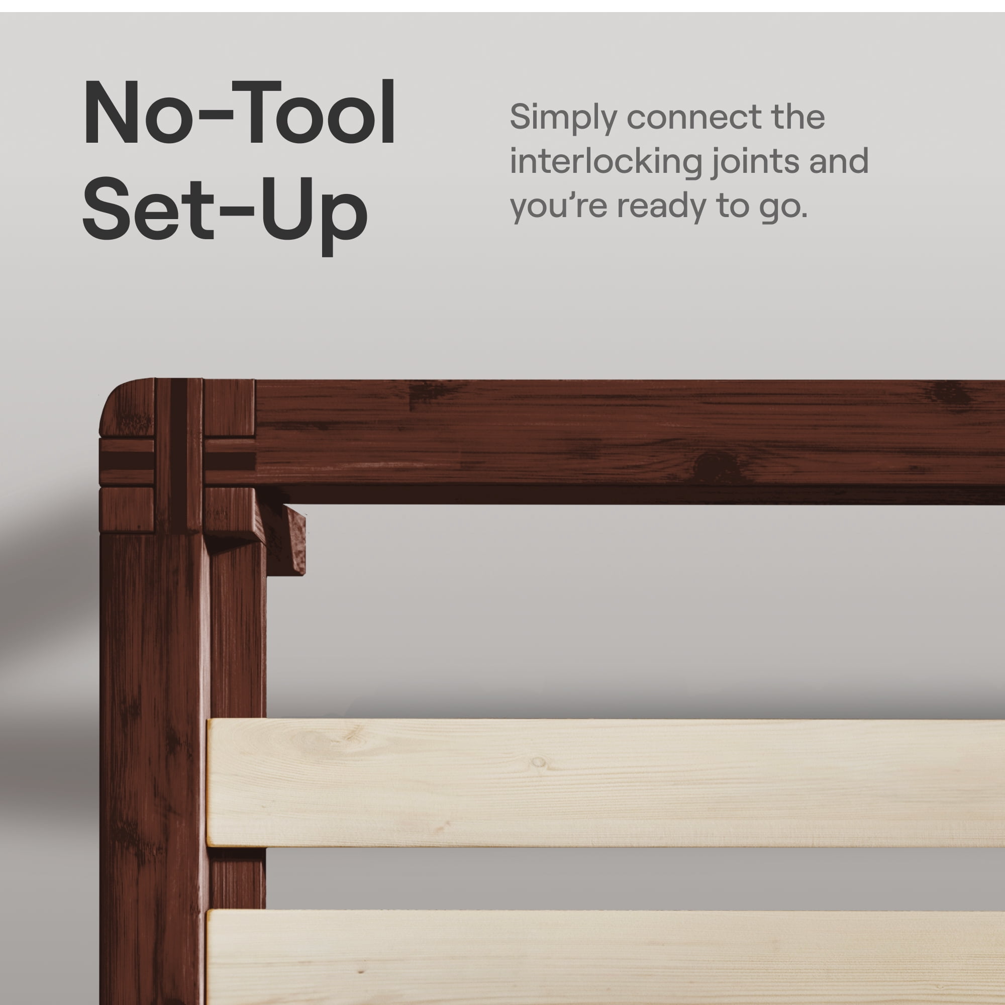 Nectar Bamboo Platform Bed Frame - Queen - Walnut - Floating Center Support Legs - 12” Height - Easy Tool Free Set Up - Contemporary and Durable - Sturdy Wooden Support Slats - Holds Up To 800 Pounds