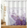 thumbnail image 4 of Mizhona Shower Curtain with Liner Purple Marble No Hook Shower Curtain for Bathroom ,71"x74", 4 of 8