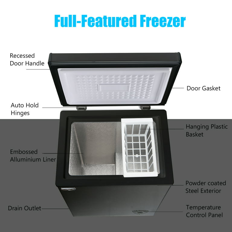 Chest Freezer 3.5 Cubic Feet, Deep Freezer, Adjustable Temperature, Energy  Black