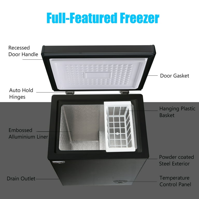 WANAI Chest Freezer, 3.5 cu.ft, Compact Freezer, Adjustable