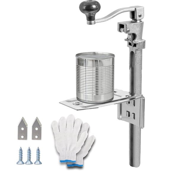 Commercial Heavy Duty Can Opener- Adjustable Manual Opener with 2 Blades & Plated Steel Base, Fits Cans Up to 10" Tall for Restaurant, Hotel, Food St