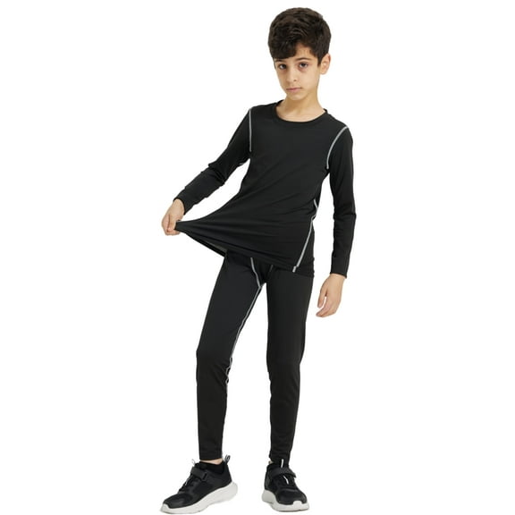 LANBAOSI Boys & Girls Long Underwear Compression Shirts and Pant Set Base Layers Size 12