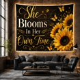 thumbnail image 5 of She Blooms Her With Own Time, Inspirational Illustration for Quote Lovers, Typography Wall Art, Valentine's Day Gift, Tapestry Wall Hanging for Bedroom and Living Room, 5 of 6