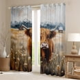thumbnail image 2 of Manfei Rustic Flower Floral Blackout Curtains Set of 2 (52x84 Each),Country Highland Cattle Window Curtains,Western Farmhouse Curtains and Drapes For Teens,Ultra Soft Home Decor, 2 of 6