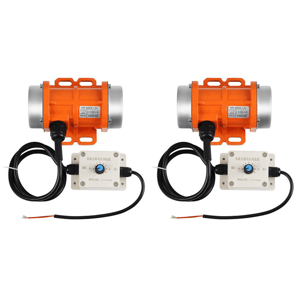 2X Vibrator Motor for Salt & Sand Spreader and Concrete Mixer 4000Rpm 60W DC12V Aluminum Alloy Case Concrete Vibrator