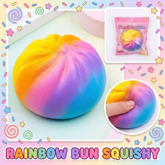 Rainbow Dumpling Squishy Bun, Mystery Dumpling Squishy Large, Squishy Dumpling Doll with Cute Expressions, Silicone Bun Sensory Fidget Dolls, Hand Pinching Decompression Dolls
