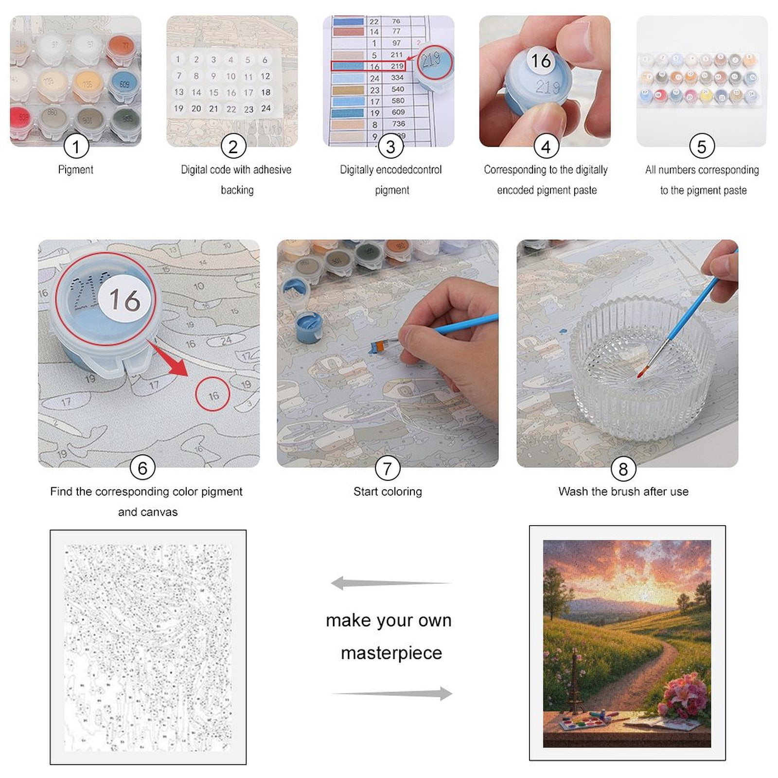 Paint By Numbers Kit for Adults Beginner - Sunset Meadow Art Blossoms Painting DIY Canvas Painting Kits for Adults, Frameless Paint By Number for Adults for Home Wall Decor 16x20 Inch