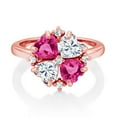 thumbnail image 2 of Gem Stone King 18K Rose Gold Plated Silver Pink Created Sapphire and White Moissanite Ring for Women (2.12 Cttw, Heart Shape 5MM, Gemstone September Birthstone, Size 9), 2 of 3
