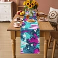 thumbnail image 2 of Blue Red USA Flag Table Runner 70 Inches, Abstract Green Oil Paint 4th of July Bed Runner Dresser Scarves Tabletop for Indoor Outdoor Parties/Ceremony/Banquet, 13" x 70", 2 of 9