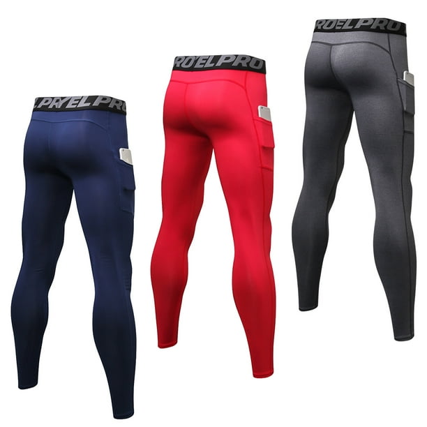 1 or 3 Pack Men's Compression Pants, Active Athletic Tights Running  Leggings with Pockets, Sports Baselayer Cool Dry : : Clothing,  Shoes 
