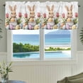 thumbnail image 3 of Spring Bunny Easter Valances for Windows Cute Cartoon Style Flower Rod Pocket Curtain Valance Window Treatment Short Curtains for Kitchen Living Room, 60"x14", 3 of 9