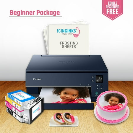 Icinginks Beginner Edible Printer Bundle Package - Comes With Edible Printer + Edible Frosting Sheets + Full Set Of 5 Edible Cartridges