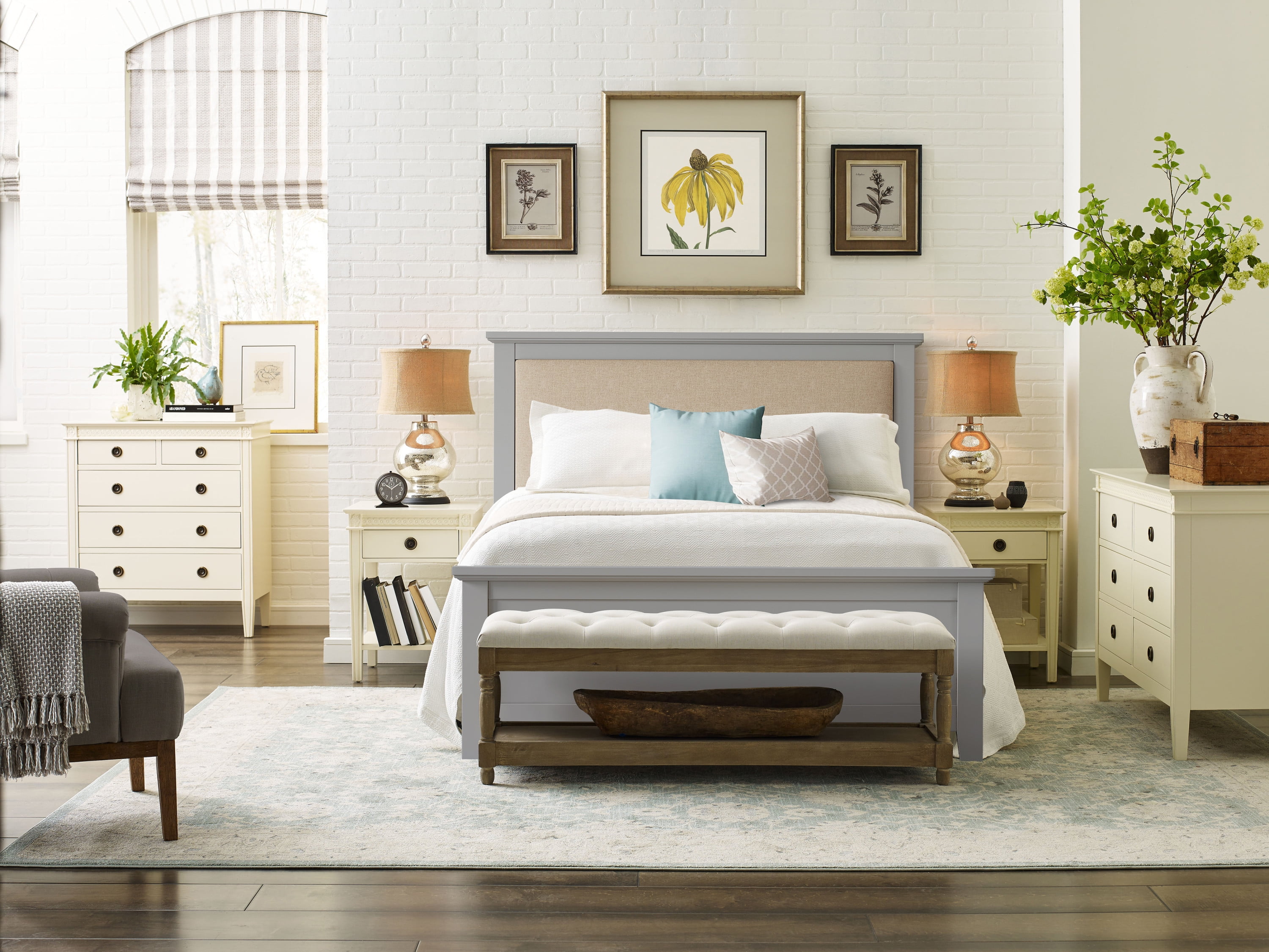Finch Westport Modern Bedside Accent End Table with Storage, Vintage Cream