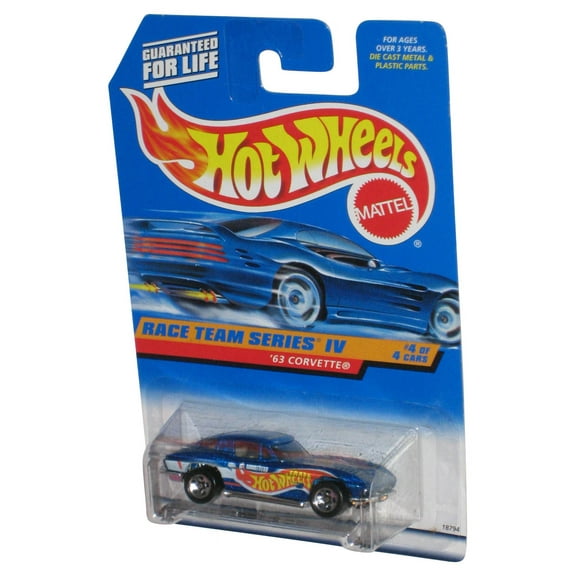 Hot Wheels Race Team Series IV 4/4 (1997) Blue '63 Corvette Toy Car #728