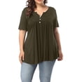 thumbnail image 6 of Women's Plus Size Henley V Neck Button up Tunic Tops Casual Short Sleeve Blouse Shirts, 6 of 6
