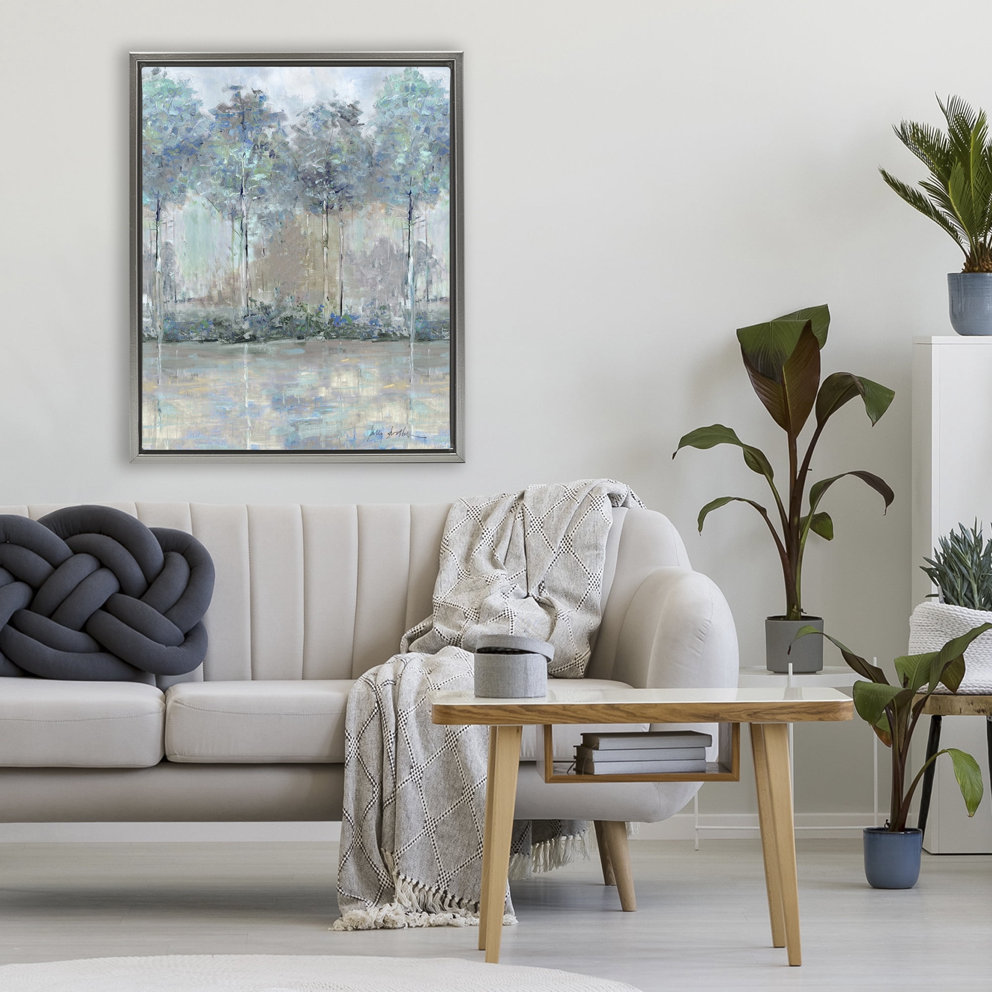 Stupell Industries Subdued Impression of Trees Gray Framed Floater Canvas Wall Art, design by Sally Swatland