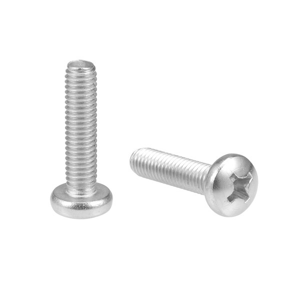 Unique Bargains M6x25mm Machine Screws Pan Phillips Cross Head Screw 304 Stainless Steel Fasteners Bolts 10Pcs