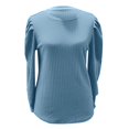 thumbnail image 4 of Prolriy Hauts d'Été pour Femmes 2025 T-Shirt Décontracté à Manches Longues Col Rond Tricoté Ample Bleu m, 4 of 6