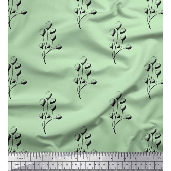 Soimoi Green Cotton Duck Fabric Berries Fruit Fabric Prints By Yard 44 Inch Wide