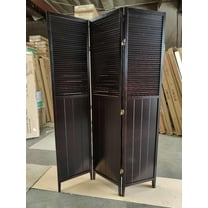 SQF Wood Shutter Door Room Divider 3 Panel (Espresso, 3)