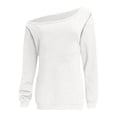 thumbnail image 4 of ZGRBOU Womens Off Shoulder Sweatshirts Oversized Long Sleeve Pullover Fall Asymmetric Neck Drop Shoulder Tops, 4 of 7