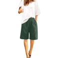 thumbnail image 5 of frariair Shorts for Women Summer Cotton Linen Shorts Loose Fit Elastic Waist Knee Length Cosy Shorts Beach Shorts with Pockets Green 1 PC, 5 of 7