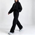 thumbnail image 6 of Gamivast 2 Piece Activewear Sets for Women Cropped Zip up Jacket High Waisted Pants Set Tracksuit Fall Winter Athletic Lounge Outfits Activewear, 6 of 6