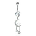thumbnail image 2 of Navel Rings with Paved Crescent Moon and Star with Round CZ Dangle Design 14g, 2 of 5