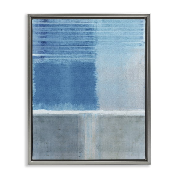 Stupell Industries Contemporary Blue & Grey Abstract Gray Floating Frame Canvas Art, 17 x 21, by Flora Kouta