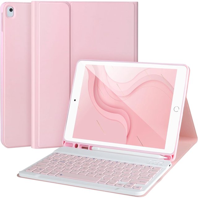 Funda con teclado para iPad de 9.ª, 8.ª y 7.ª generación (10,2 pulgadas, 2021/2020/2019), funda con teclado extraíble para iPad de 9.ª generación.