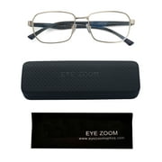 EYE ZOOM Unisex Design Style Blue Light Blocking Reading Glasses, Silver +3.00