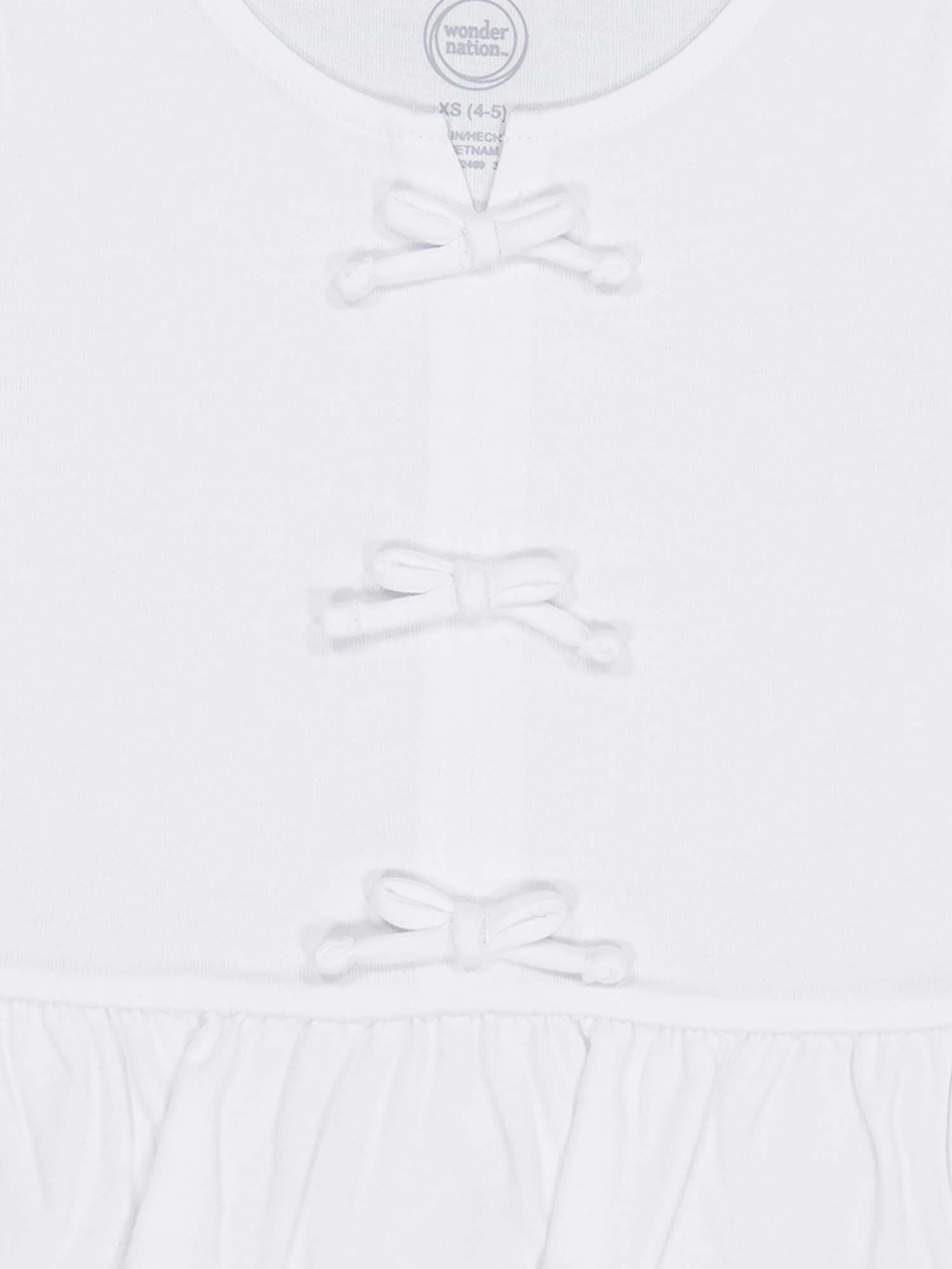 Wonder Nation Girls Short Sleeve Bow Front Top, Sizes 4-18 & Plus