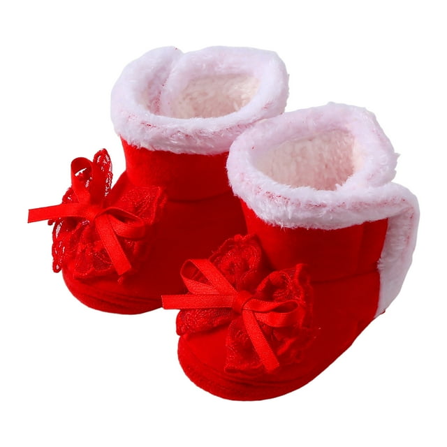 Wxirdiow Bottes d'Hiver pour Bébés Garçons Filles, Bottes pour Tout-Petits, Chaussettes-Chaussures de Sol pour Bébé, Chaussures d'Intérieur pour Enfants, Chaussettes-Chaussures d'Hiver Rouges, Taille 3-6 Mois