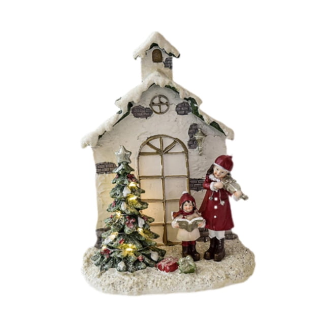 Figura de pueblo navideño iluminado, decoración navideña, decoración de mesa navideña para festivales, fiestas en la oficina, sala de estar, chimenea Arbol de navidad