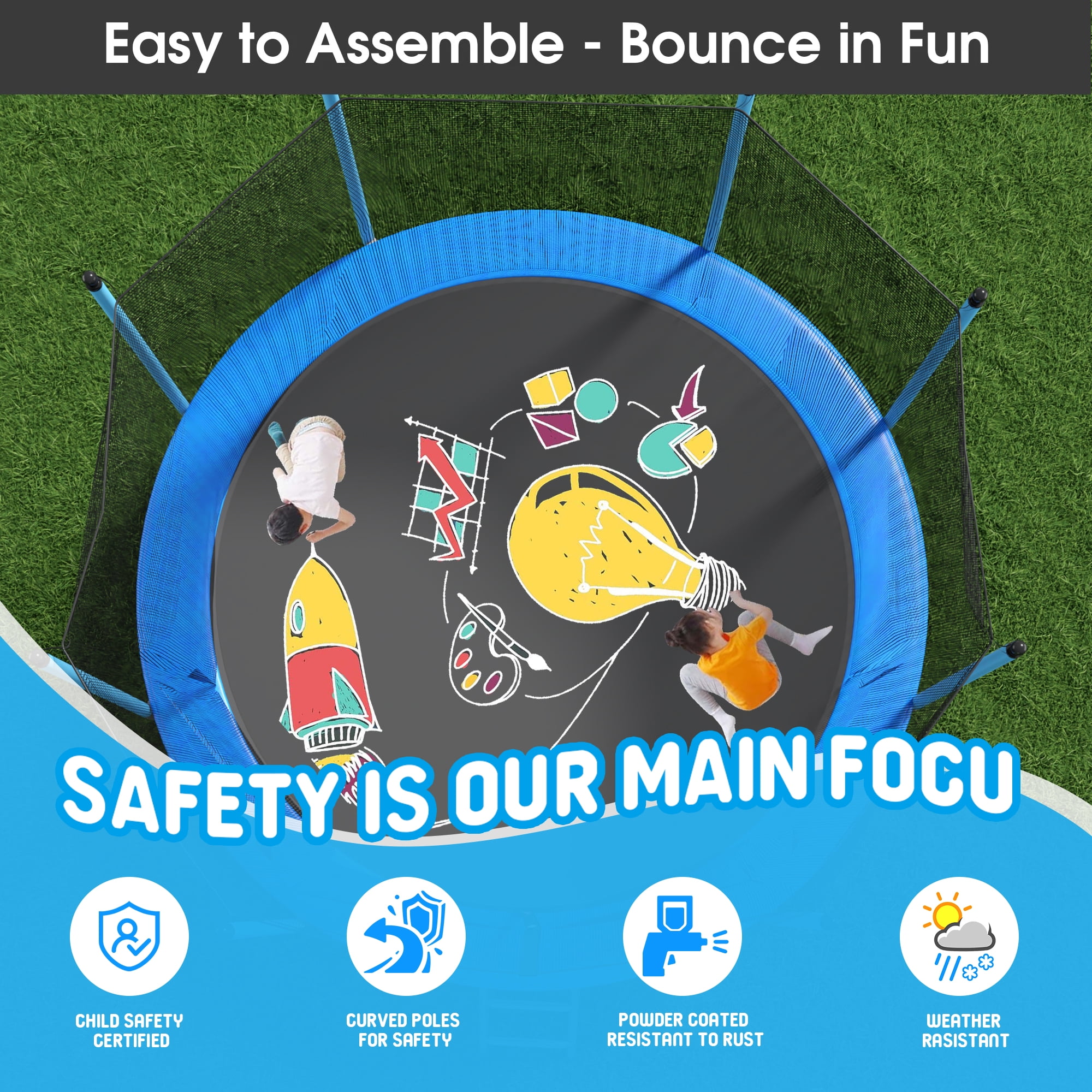 Shengchao Trade 12FT Trampoline with Safety Enclosure Net, ASTM Approval, Basketball Hoop