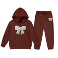 thumbnail image 4 of RMGVDSD Girls Sweatsuit Fall Bow Print Hoodie Sweatshirt Pants Set with Pockets Casual Two Piece Outfit Comfortable Stylish Clothing, 4 of 6