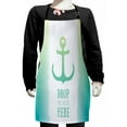 thumbnail image 1 of Nautical Kids Apron, Anchor Illustration Striped 2 Colored Background Stability Print, Boys Girls Apron Bib with Adjustable Ties for Cooking Baking Painting, Green White, by Ambesonne, 1 of 2