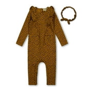 Jessica Simpson Baby Girl Jumpsuit & Headband, 2pc