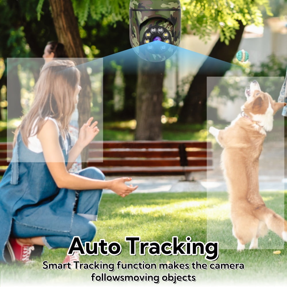 Outdoor Camouflage PTZ Security Camera, 1080P Full-Color Night Vision, Dual Antenna 2.4G WiFi, Motion Detection, Two-Way Audio, Waterproof Surveillance Camera.