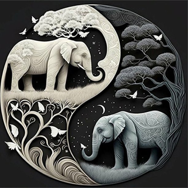Pintura de diamante 5D DIY Kit de elefante de taladro cuadrado completo decoración del hogar arte artesanal Hugtrwg Para estrenar