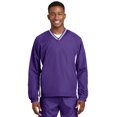 thumbnail image 2 of Sport-Tek Tipped V-Neck Raglan Wind Shirt (JST62) Purple/White, 2XL, 2 of 2